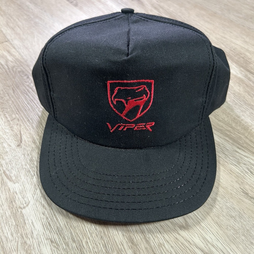 VTG 90s Dodge Viper Snapback Hat Car Racing Black P Cap Made in USA